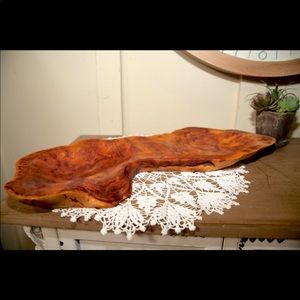 Vintage Hand Carved Burl Wood Double Serving Platter